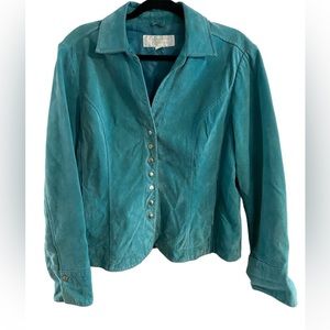 Christopher & Banks Blue 100% Leather Jacket